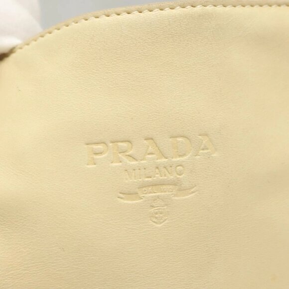 PRADA Hand Bag Leather Cream Silver Auth - Picture 8 of 16